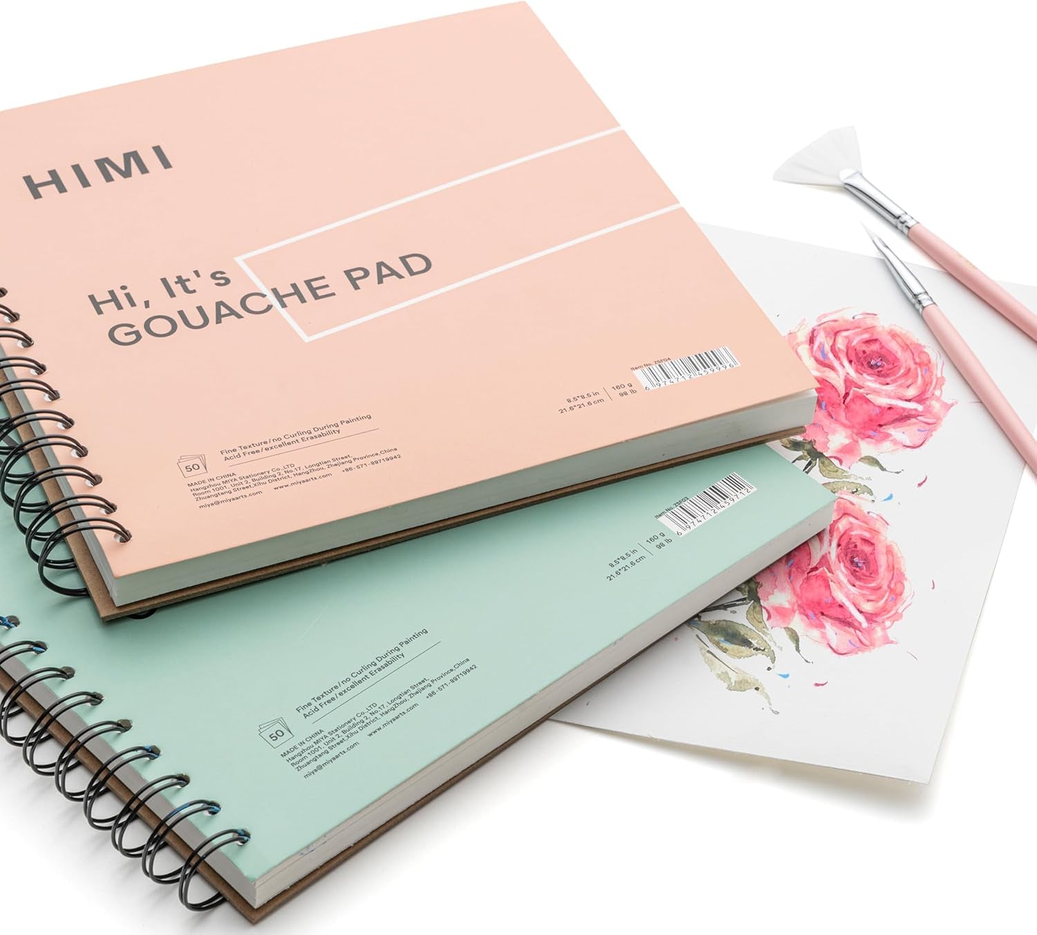 Gouache Pad 8.5X8.5''(98Lb/160G) 50 Sheets Mix Paper Pad, Side Wire Bound, Fine Texture, in Gouache Acrylic Art Pad for Sketching, Ink Sketch Book, Art Supplies Drawing Pad Gift （Green）