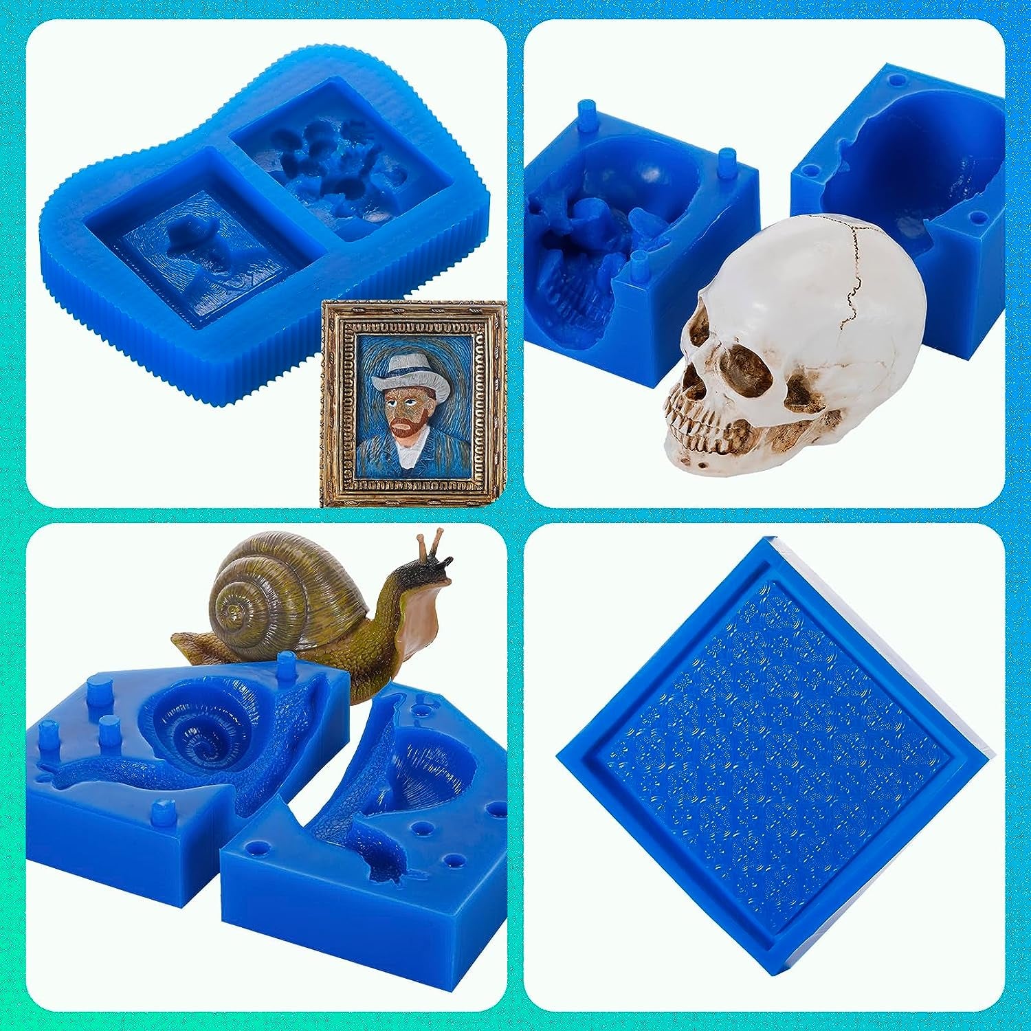 Silicone Mold Making Kit,Liquid Silicone for Mold Making 30A Sapphire Blue,High Strength Silicone Rubber Mold Making Kit,1:1 by Volume Ideal for Casting Resin/Jewelry Silicone Molds 4.4 Lbs
