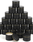 24 Pieces Black Candle Tins 4Oz, Candle Jars,Bulk Candle Containers for Candle Making,Storage Jars,Diy Candle Making (Black)