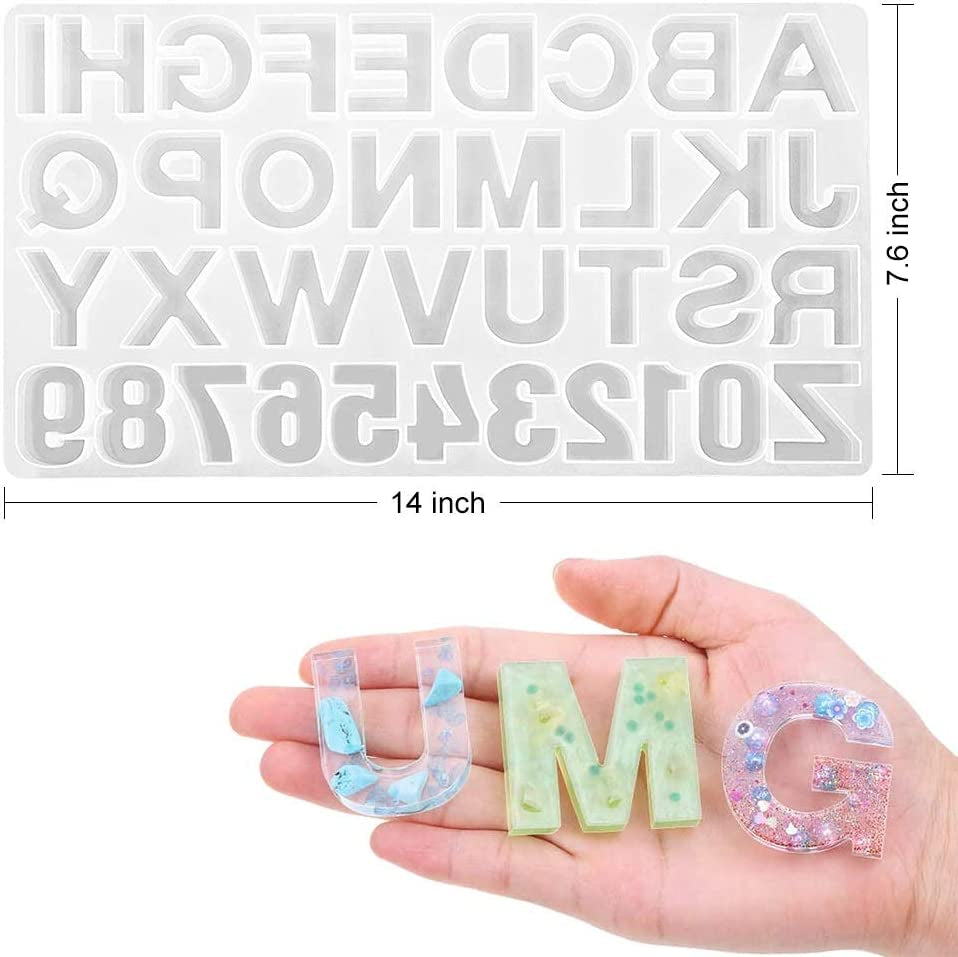 244Pcs Alphabet Silicone Resin Casting Molds Kit, Reversed Letters & Numbers Epoxy Casting Molds with Pin Vise Set for DIY Making Keychain/House Number Resin Crafts