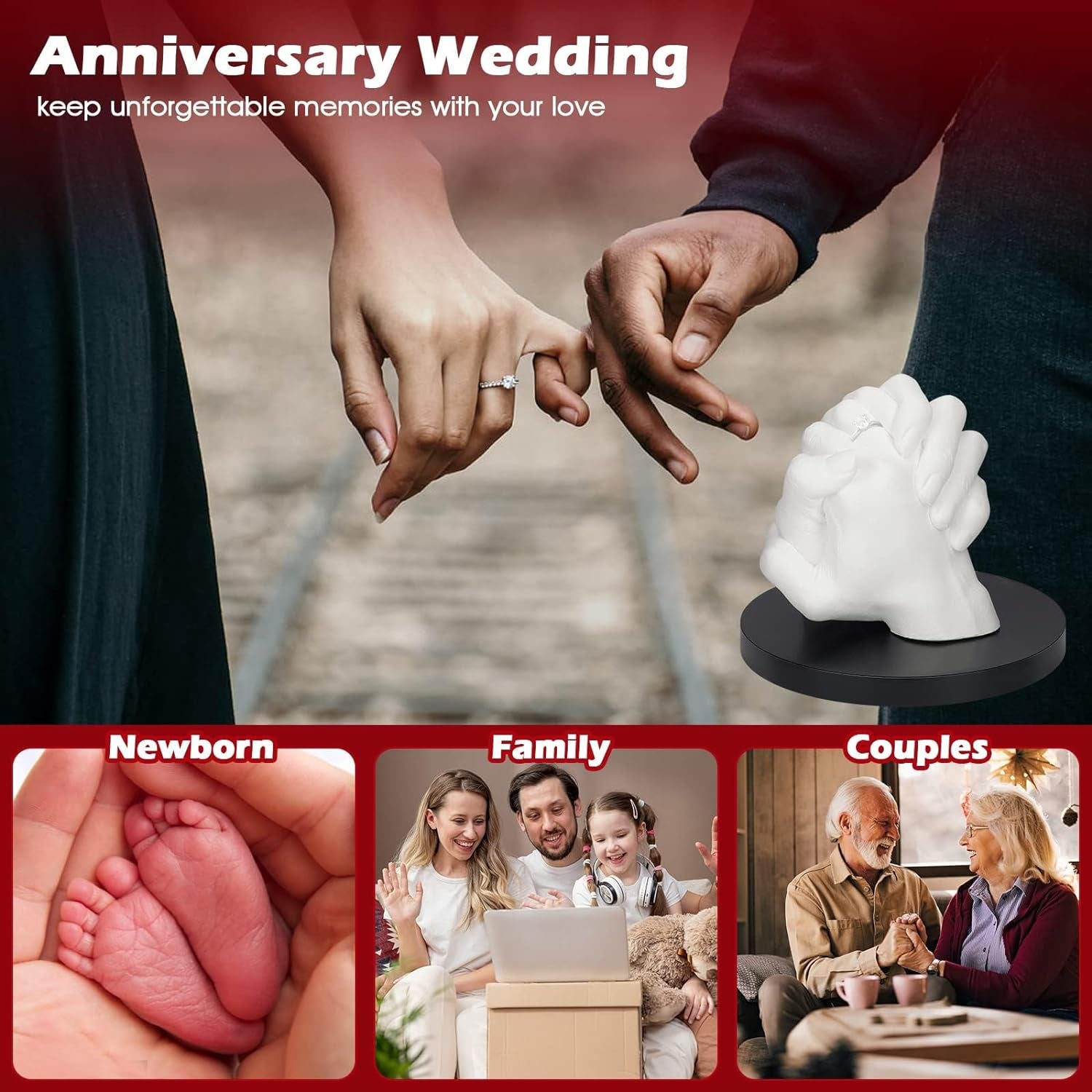 Hand Casting Kit Couples with Practice Kit, Hand Mold Kit for Adults & Kids, Romantic Anniversary Wedding Birthday for Her or Him,Boyfriend Girlfriend Unique