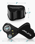30X 60X Illuminated Jewelers Loupe Magnifier, Foldable Jewelry Magnifier with Bright LED Light for Gems, Jewelry, Coins, Stamps, Etc