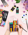 Stain Glass Paint Set with 6 Brushes, 1 Palette & 1 Sponge, 26 Colors Waterproof Permanent Glass Painting Kit for Arts on Wine Glasses,Bottle and Windows