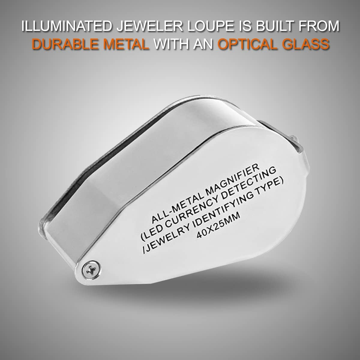 40X Jewelers Loupe, LED Light Illuminated Folding Magnifying Jewelry Eye Magnifier (LED Currency Detecting/Jewlers Identifying Type Lupe)