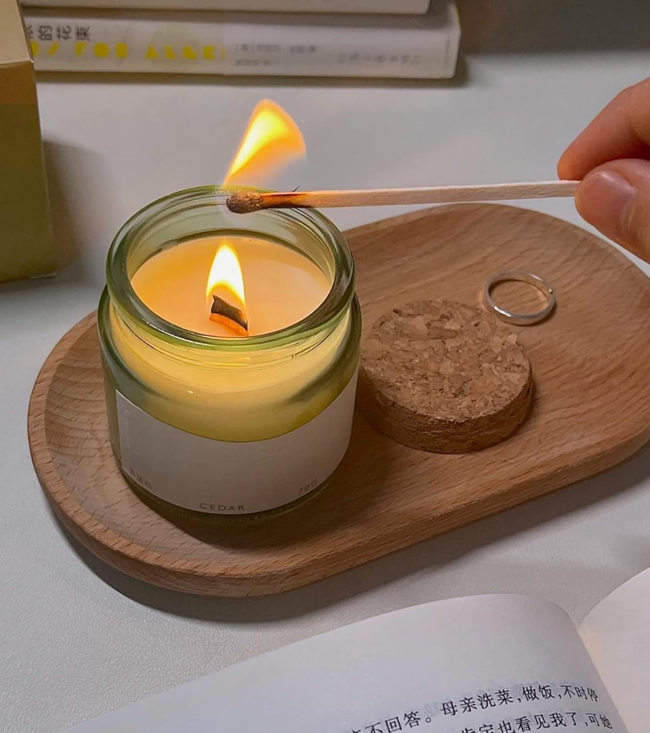 230 PCS Wooden Candle Wicks for Candle Making 0.5Mm Natural Candle Wood Wicks Wick Stickers Wick Clips Candle Cores Kit for DIY Candle Making Craft