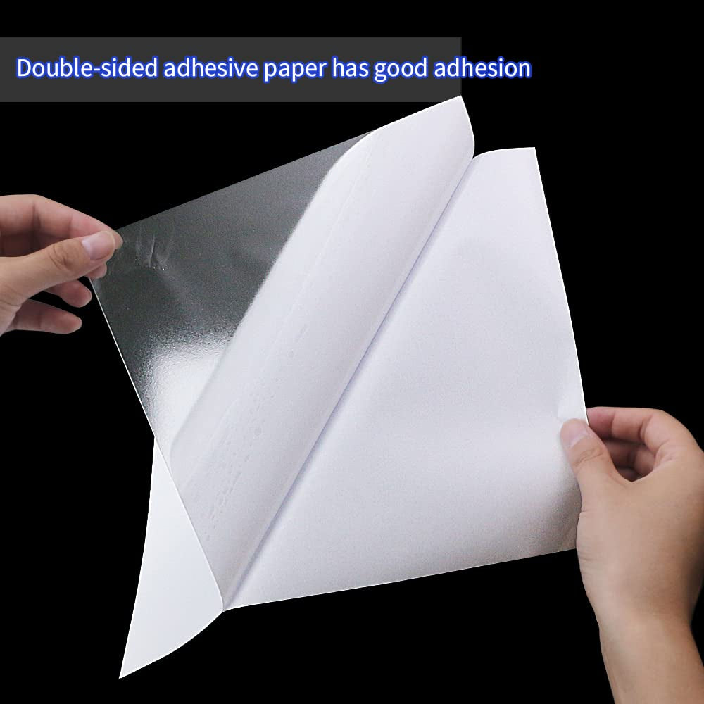 A4 Size 8.3X11.5 Inch Clear Double Sided Adhesive Tape Sheets, Super Strong Sticky Tape, DIY Art, Craft, Home Decorative Tape with White Liner (20)