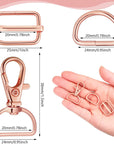 96 Pieces Swivel Clasps with D Rings and Slide Buckles Set Lanyard Snap Hooks Keychain Clip Hooks D Keychain Rings Lobster Claw Clasps for Keychain Purse Hardware Sewing Craft Project, 8 Colors