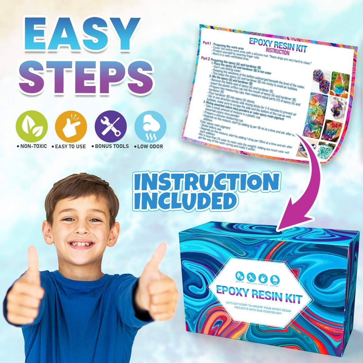 13OZ Epoxy Resin Kit - Clear Resin Epoxy for Crafts, Resin Starter Kit for Beginners, Resin Kits and Molds Complete Set for Adults with 20 Colors Resin Pigments