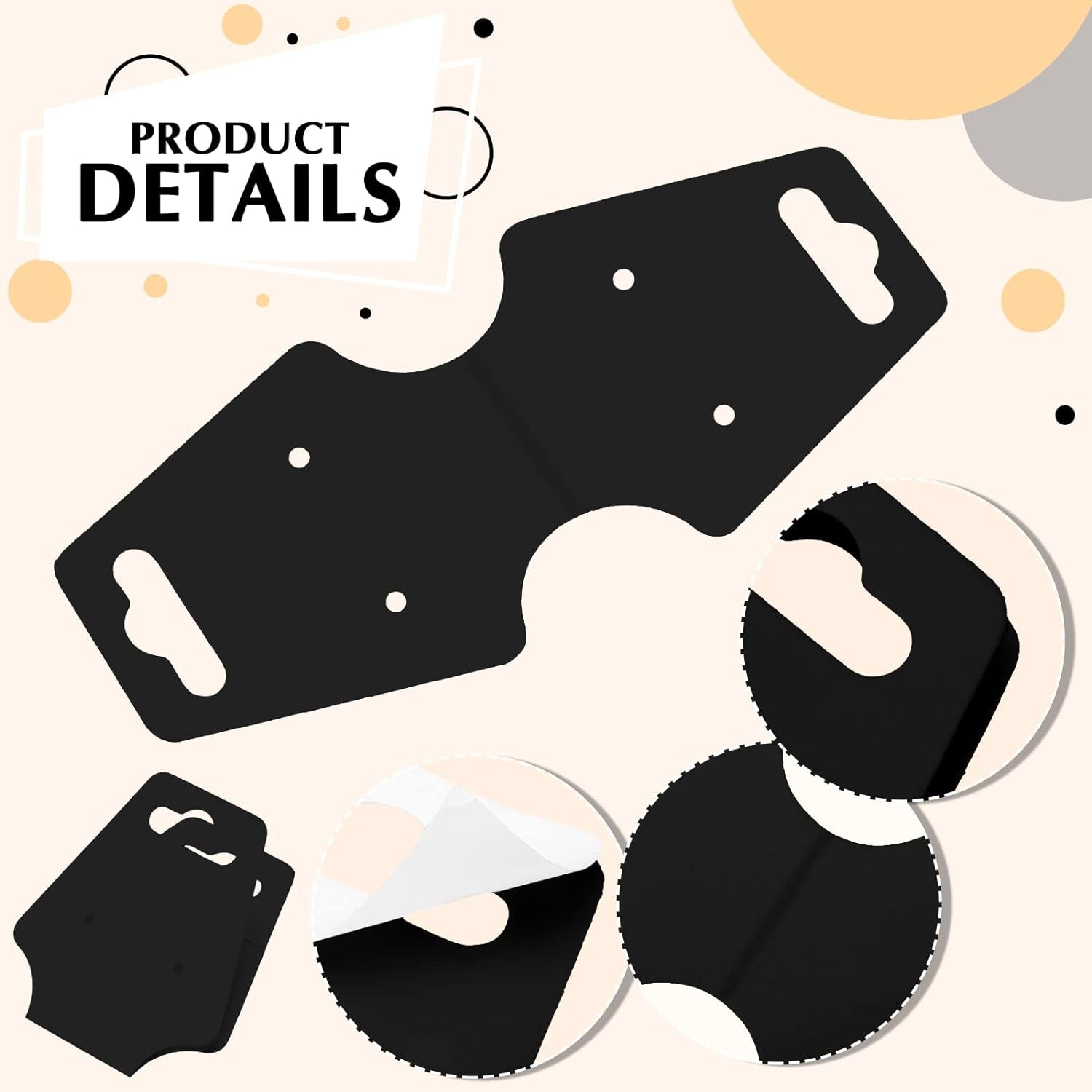500 Pcs Necklace Display Cards Adhesive Jewelry Packaging Card Kraft Keychain Display Card Hanging Bracelet Card Holder for Choker Earring Hairband Displaying Small Business Supplies (Black)