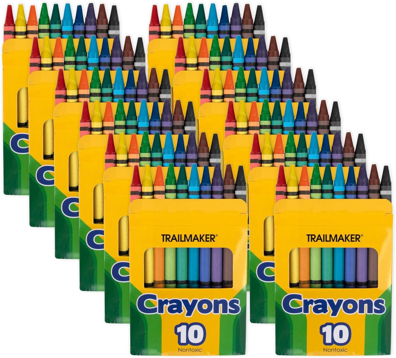 12 Pack Bulk Crayons | Washable Beeswax Bright Color Crayons Bulk Individual Packs, 10 per Box, 12 Boxes Bundle Art Set Crayons for Kids, Classrooms, Restaurants