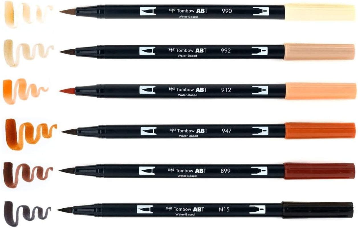 56236 Dual Brush Pen Art Markers, Portrait, 6-Pack. Blendable, Brush and Fine Tip Markers