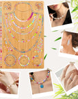 Wooden Bead Boards for Jewelry Making with Box, 16.9 X 11.4” Bamboo Beading Board for Bracelet Necklaces Making, Beginners Bead Design Board Measuring Beads Tray