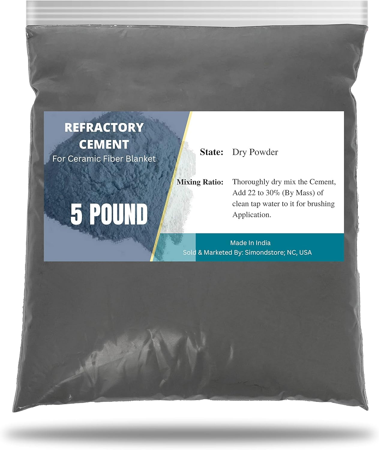 5 Pound Refractory Cement – 3000F Rated - High Temperature Refractory Coating for Ceramic Fiber Blanket Lining in Forge, Kiln, Smelting Furnace