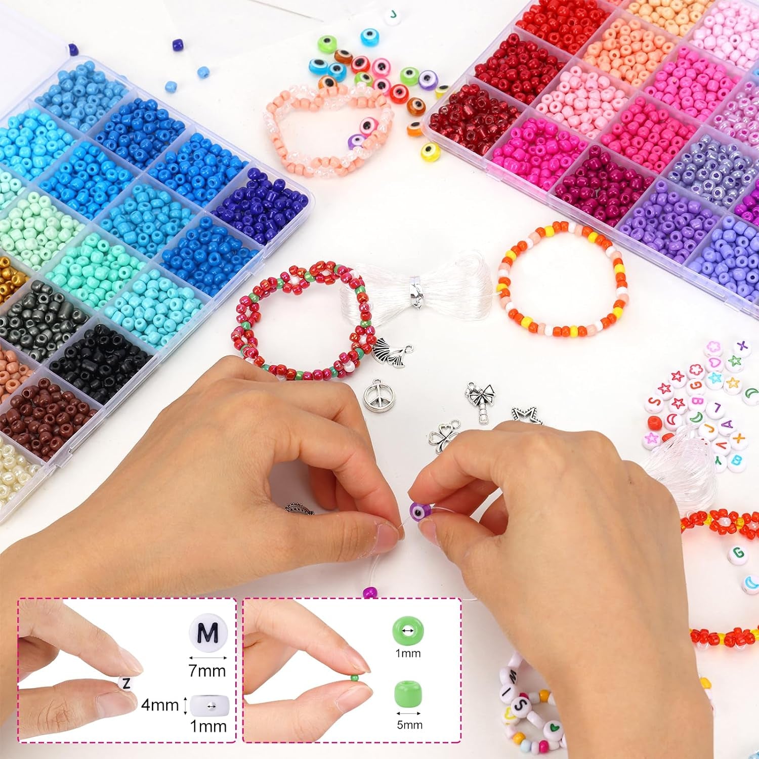 4320Pcs 72 Colors, 5Mm Glass Seed Beads for Bracelet Making Kit, Small Beads for Jewelry Making with Letter Beads for Crafts Gifts