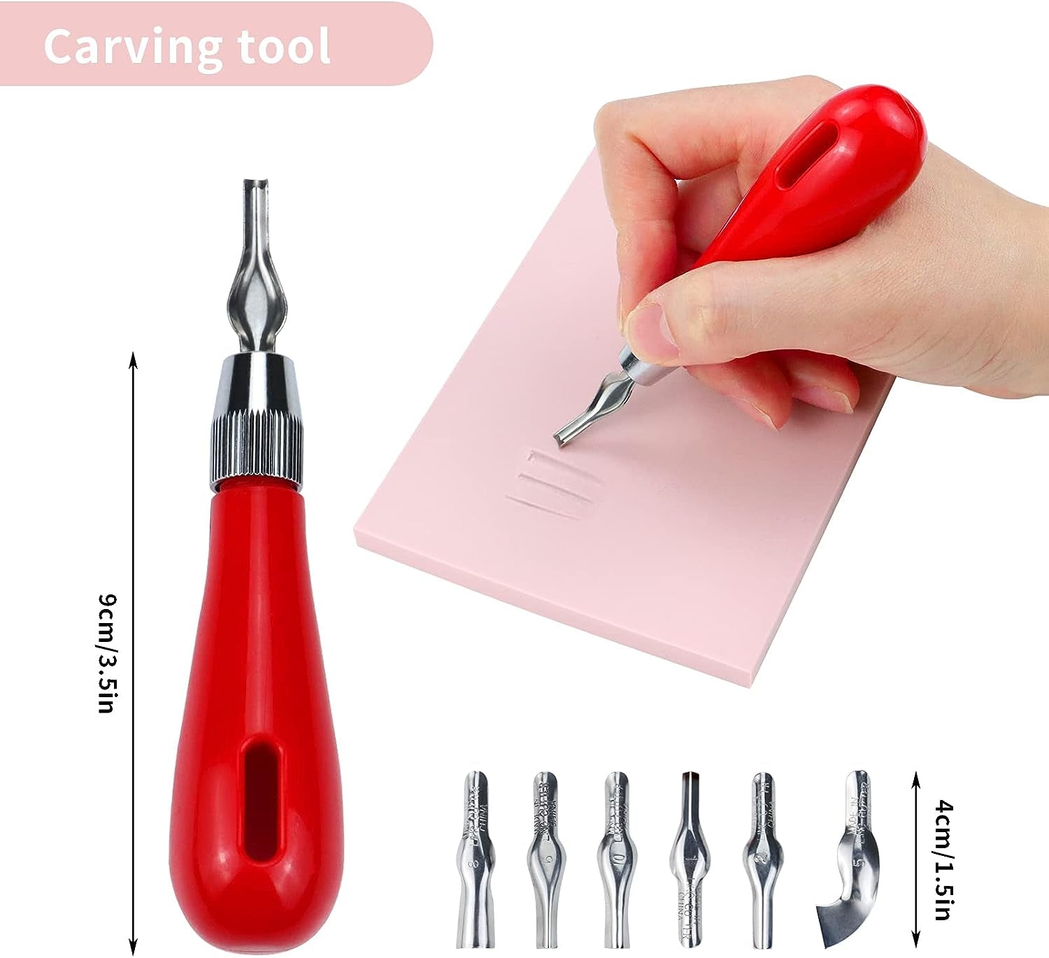 4 Pack Rubber Block Stamp Carving Blocks with Cutter Tools and Rubber Brayer Roller for Printmaking and More Crafts