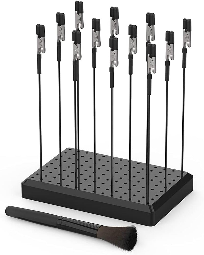 Model Painting Stand Base (19 X 14 Holes) and 25PCS Alligator Clip Sticks Set (With Sturdy Rubber Tips) Modeling Tools for Airbrush Spray, for Gundam Model Parts Holder (7.87 X 5.9Inch)