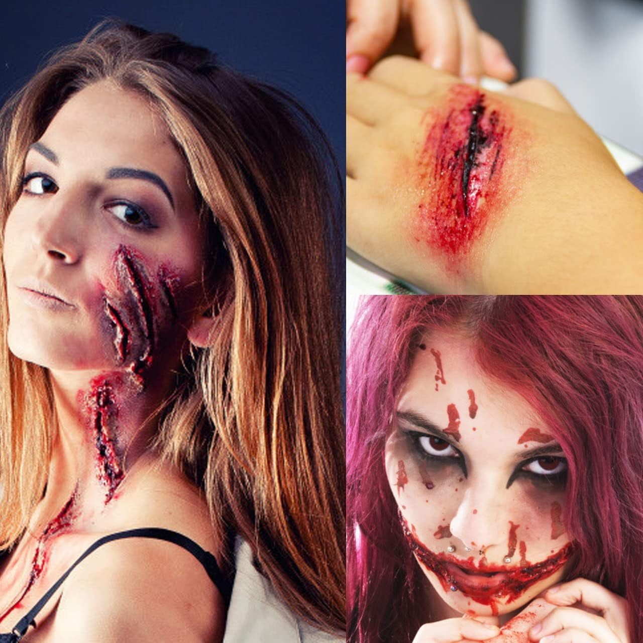 Face Paint Kit Sfx Makeup Special Effects Makeup Kit with Wound Scar Wax, Fake Scab Blood, Makeup Spatula for Halloween Cosplay Makeup Oil Based Professional Face Paint Makeup Palette Set