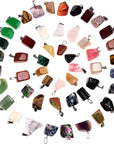 50 Pieces Mixed Stone Beads Crystal Stone Pendants Quartz Charms with Storage Bag for Jewelry Making