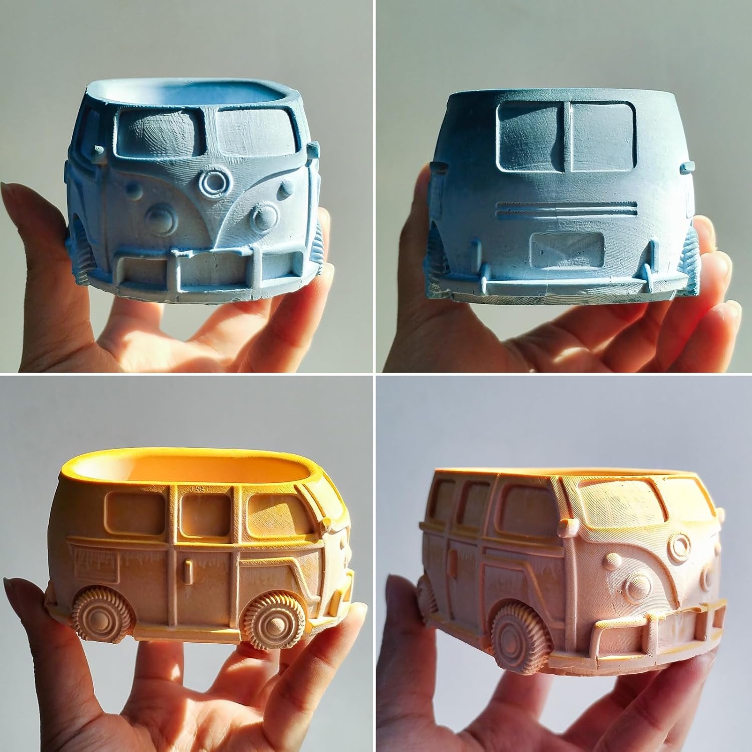 3D Bus Flower Pot Silicone Mold Container Bowl Resin Mold Retro Car Shape Candle Vessel Concrete Cement Mold Epoxy Resin Casting Silicone Molds Succulent Planter Storage Box DIY Art Crafts