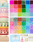 Glass Beads for Jewelry Making, 1520PCS 48 Colors 8Mm Crystal Beads Bracelets Making Kit with Star Pendants for Bracelet Necklace DIY Crafts Making