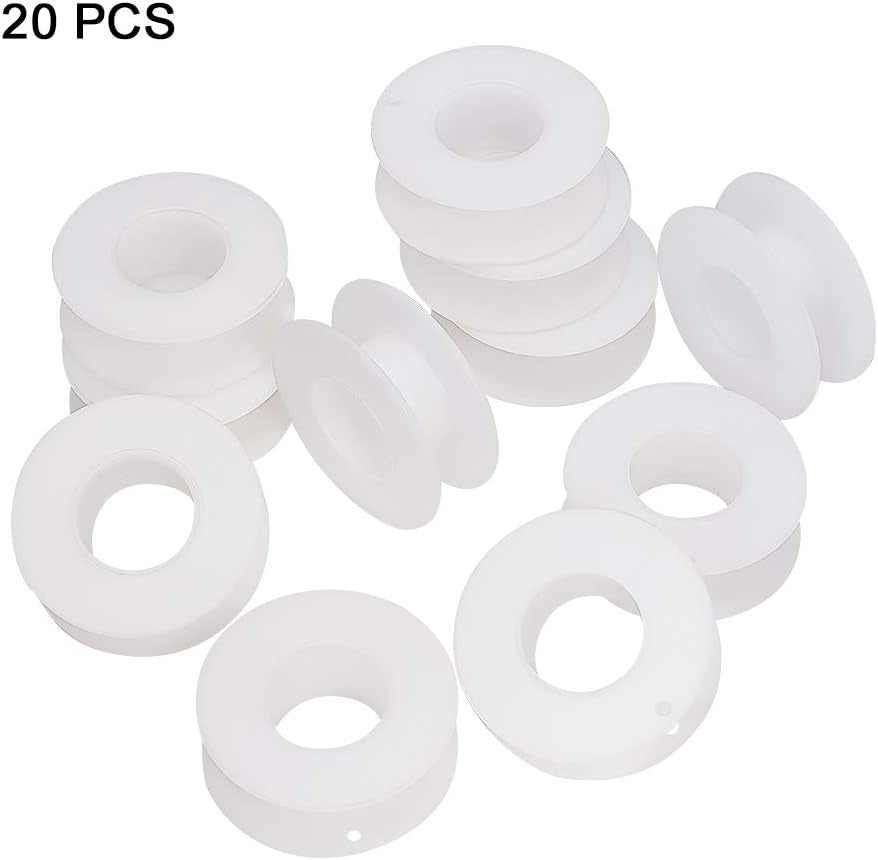 20 Pack Empty Spool, Plastic Ribbon Spools Wire Weaving Bobbins Empty Thread Spools Ribbon Chain Tape Spools White Spools for Embroidery Thread Yarn Ribbon Crafts Sewing 2.16X0.78Inch