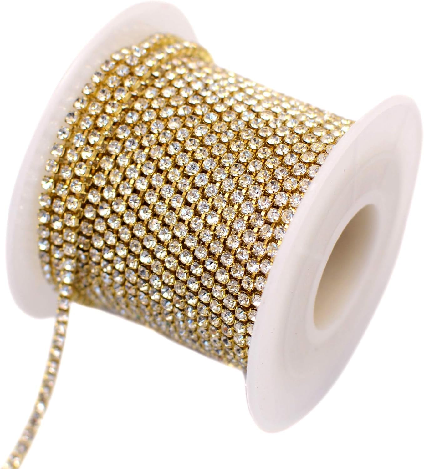 11 Yards 2Mm Silver Crystal Rhinestone Close Chain Single Row Trimming Claw Chain Jewelry Crafts DIY (Silver)