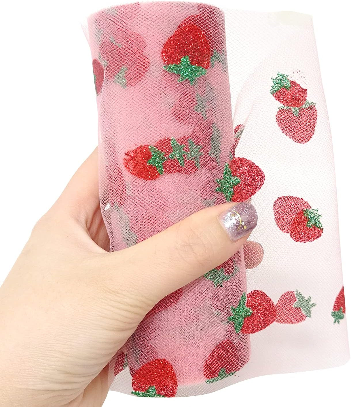 6 Inch X 10 Yards (30 Feet) Shiny Strawberry Tulle Rolls for DIY Crafts, Wedding, Baby Shower, Birthday Party Decoration (Pink)
