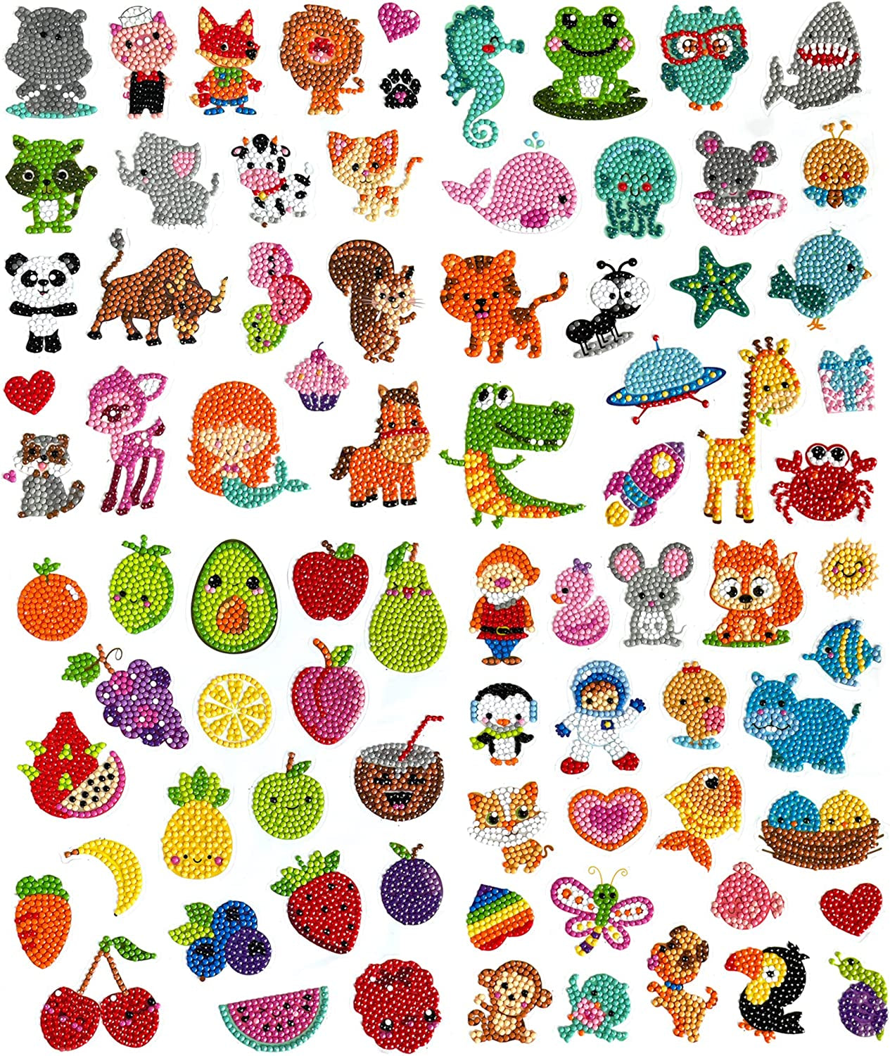 24Pcs Animal Diamond Stickers for Kids, Beginner Friendly Gem Art Kits, Complete Craft Set with Tools, Gift for Birthdays, Holidays