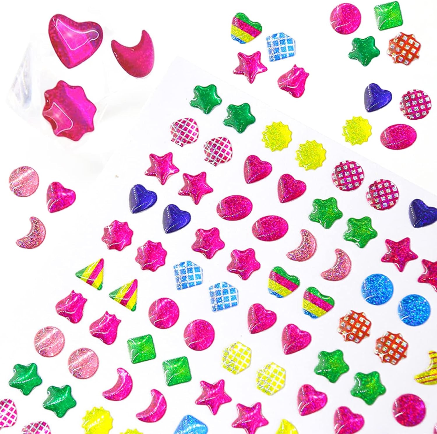 2000+ Stick on Earrings 3D Gem Stickers Earrings Self-Adhesive Glitter Craft Crystal Stickers Girls Sticker Earrings, Crystal Sparkle Stickers for Girls Kids Children(10 Sheets)