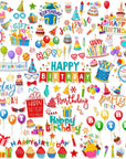 100 Pcs Birthday Paper Die Cuts Cardstock Birthday Scrapbook Die Cuts DIY Scrapbooking Cutouts for Birthday Scrapbook Notebook Suitcase Calendar Laptop Embellishments Supplies Craft Making Decoration