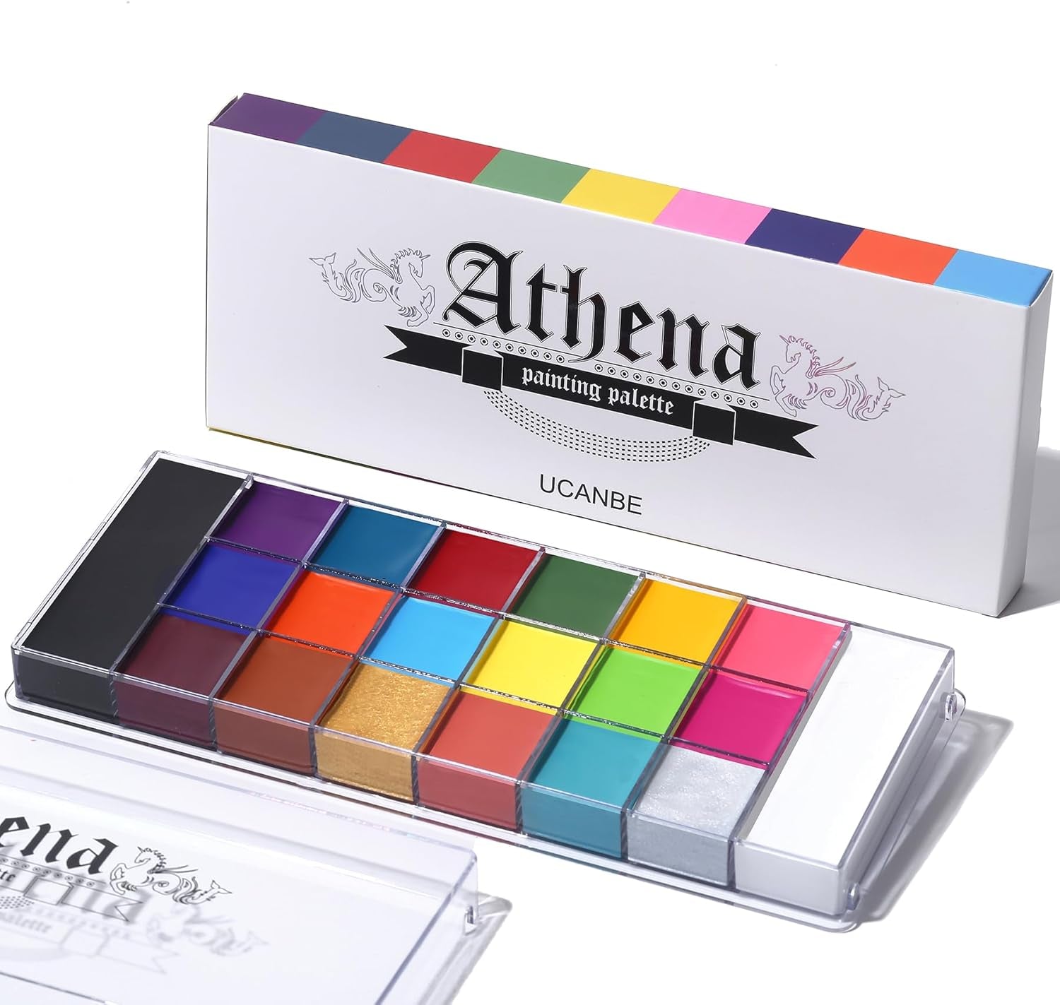 Athena Face Body Paint Oil Palette, Professional Flash Non Toxic Safe Tattoo Halloween FX Party Artist Fancy Makeup Painting Kit for Kids and Adult