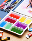 8-Well Ceramic Artist Paint Palette, Square Porcelain Watercolor Palette, White Ceramic Mixing Tray for Gouache Painting, Oil Painting, Acrylic Painting & Tempera Painting, 7"× 7"× 0.9"