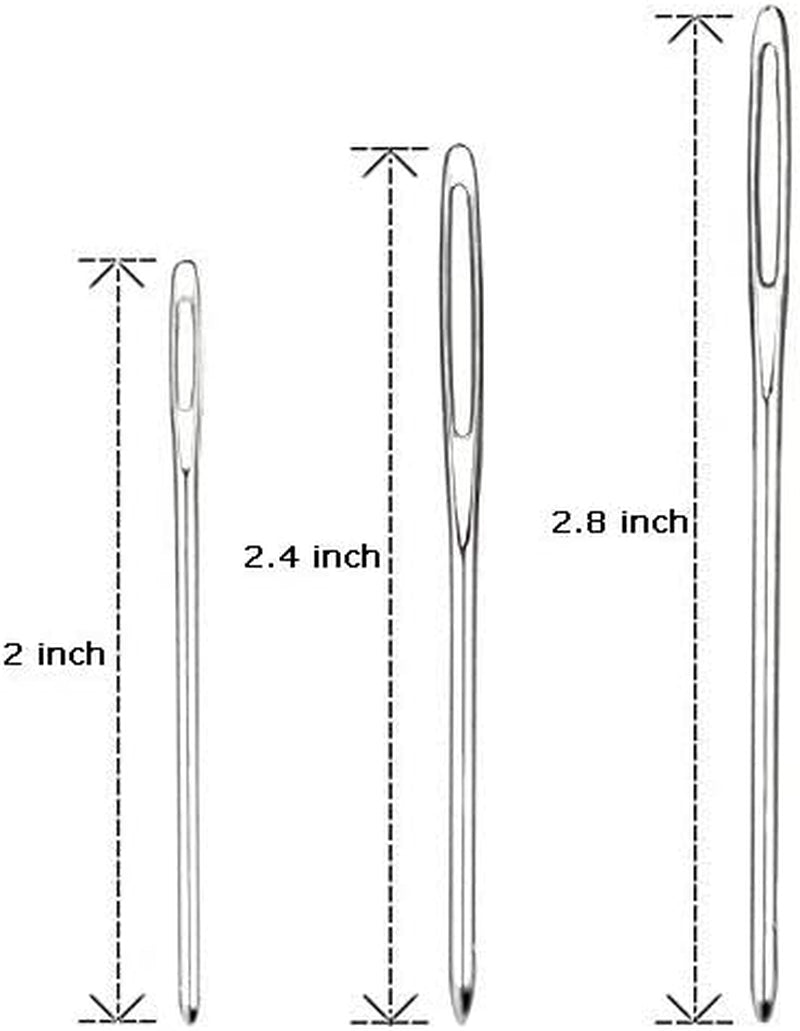 Large-Eye Blunt Needles, 12 Pieces Pro Quality Stainless Steel Yarn Knitting Needles, Sewing Needles, Crafting Knitting Weaving Stringing Needles (12 Pieces)