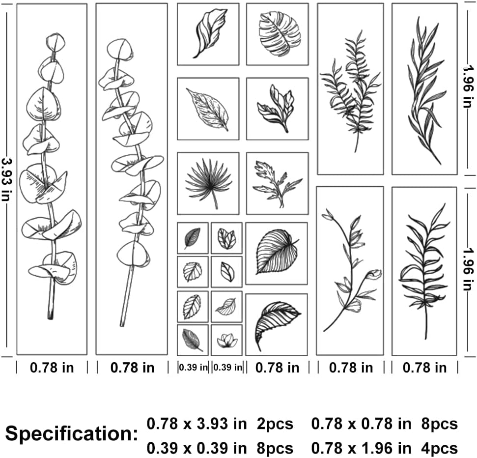 22 Pcs Plant Wooden Rubber Stamps Set, Plant Decorative Wooden Stamp DIY Craft Wooden Rubber Stamps (Plant 1)