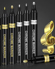 6Pcs Oil-Based Chrome Mirror Markers - Silver & Gold Permanent Metallic Markers for Model Painting, DIY Projects - Waterproof, Reflective Gloss Pens