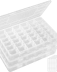 3 Pack 36 Grids Clear Stackable Plastic Organizer Storage Box Container with Adjustable Dividers for Beads, Art DIY, Crafts, Jewelry, Fishing Tackle with 5 Sheet Label Stickers