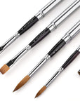 Sable Travel Watercolor Brushes,  4Pcs Kolinsky Sable Watercolor Travel Brushes with Leather Pouch - Fine Point Rounds Dagger Flat for Watercolor Gouache Ink Painting
