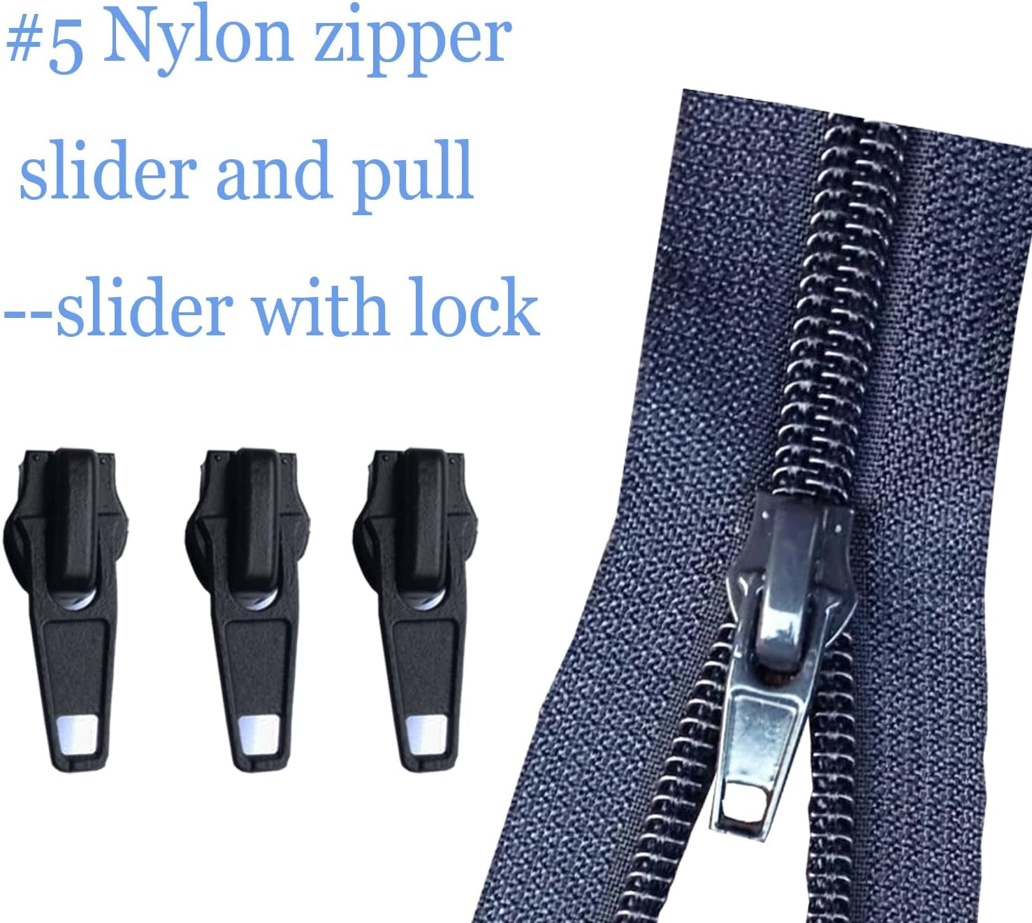 Zipper Repair Kit #5 Sliders with Pull 12 Pcs, Zipper Stops, Replacement Zipper Head Bottom Stop and Top Stop, Fix Zipper on for Repairing Coats,Jackets, Metal Plastic and Nylon Coil Zippers.