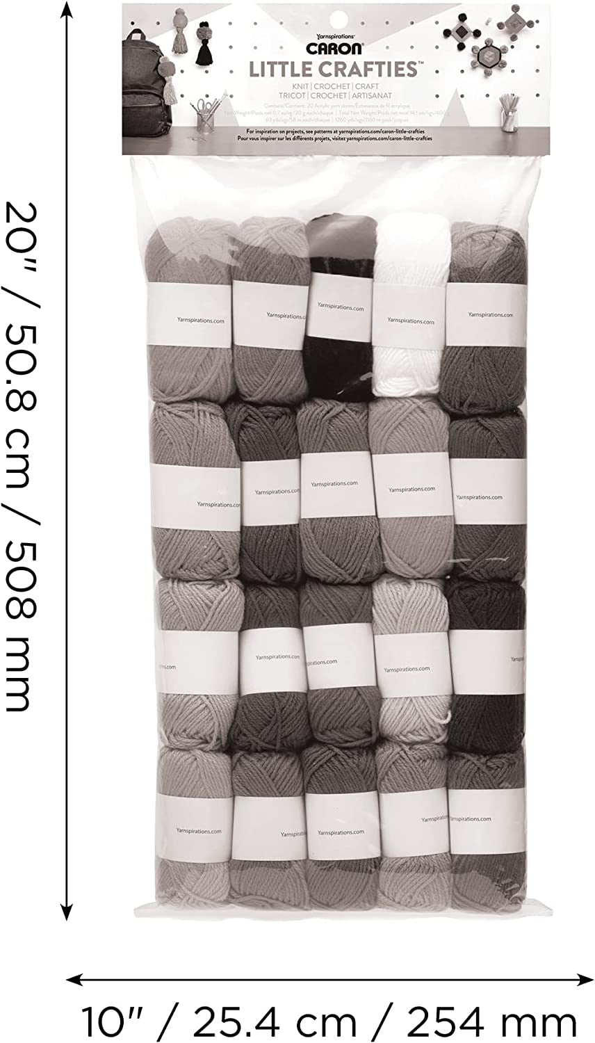 ® Little Crafties™ 20 Assorted Acrylic Yarn Skeins 63Yd Each for Knitting and Crochet Projects , Multipack Starter Kit