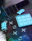 Tic Tac Toe Resin Mold with 5 Chess Pieces Molds, X O Board Game Silicone Molds for Resin Casting,Diy Tabletop Board Game