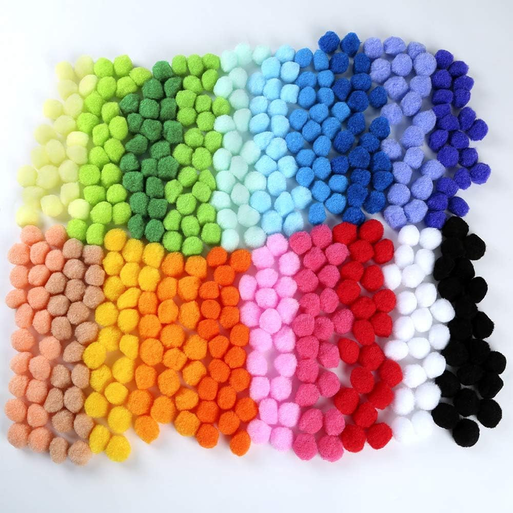 400 Pieces 1 Inch 20 Colors Pompoms Arts and Crafts Pom Poms Balls for Hobby Supplies and Creative Craft DIY Material