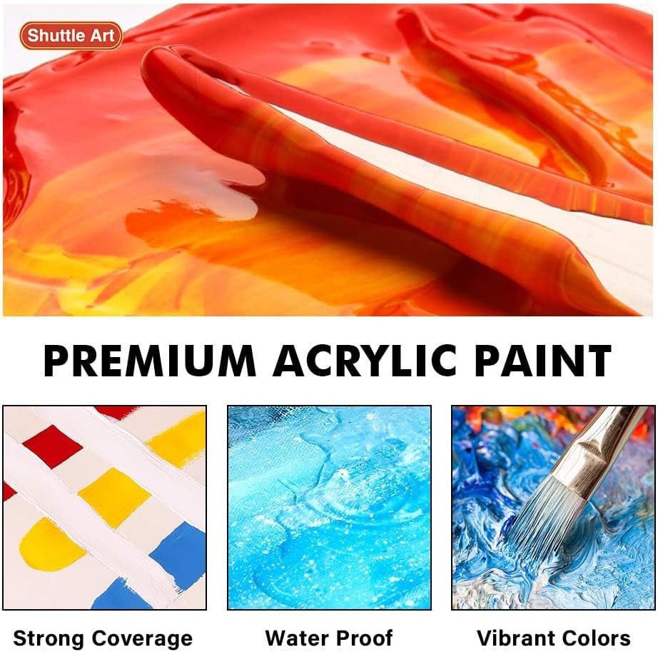 Acrylic Paint, 18 Colors Acrylic Paint Pouches (120Ml/4.06Oz), Artist Grade Acrylic Paint Set, Rich Pigments, Non-Toxic for Artists, Beginners and Kids on Rocks Crafts Canvas Wood Ceramic