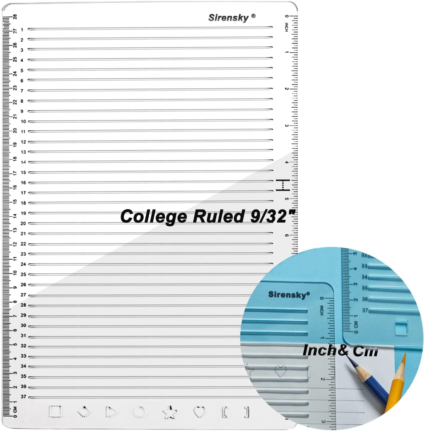 Straight Line Stencil Template College Ruled 9/32" Spacing,Line Drawing Stencil Lettering Guide 11 Inch,Scale Writing Calligraphy Ruler College Paper Template with Journal Stencils Patterns