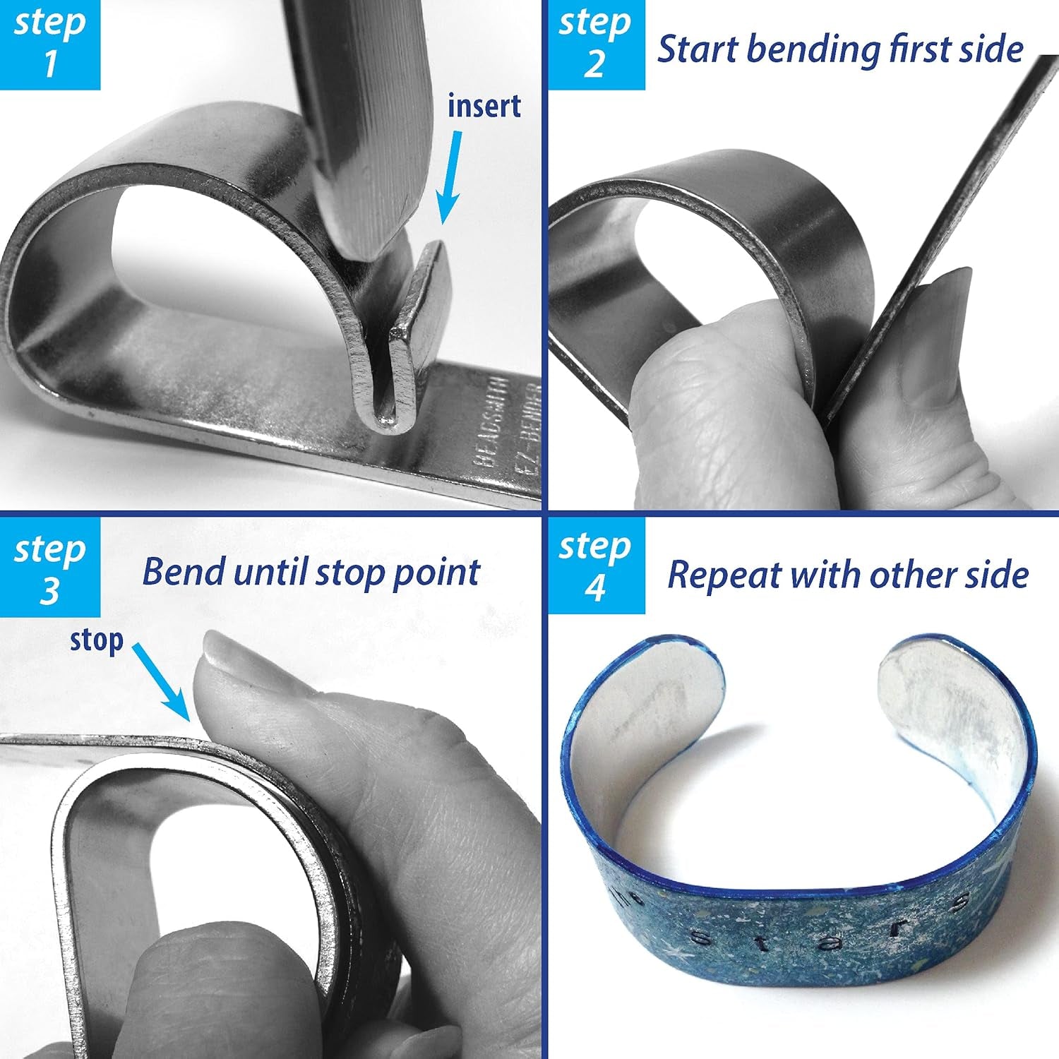 EZ Bender - Metal Elements - Made of Hardened Steel - 7 X 1 X 1.25 Inches - Tool for Making Cuff Bracelets - Create Perfectly Curved Bracelets without a Mallet