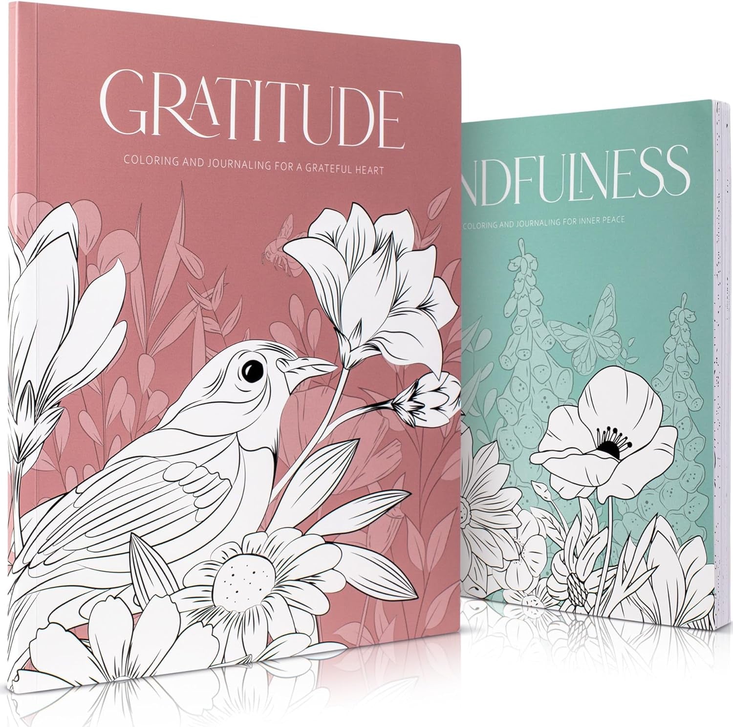 Beautiful Adult Coloring Book Set of 2 for Relaxation - Gratitude and Mindfulness Books with Inspirational Quotes Making It a Great Gift - Perfect Stress-Relieving Books Fun to Color for Women