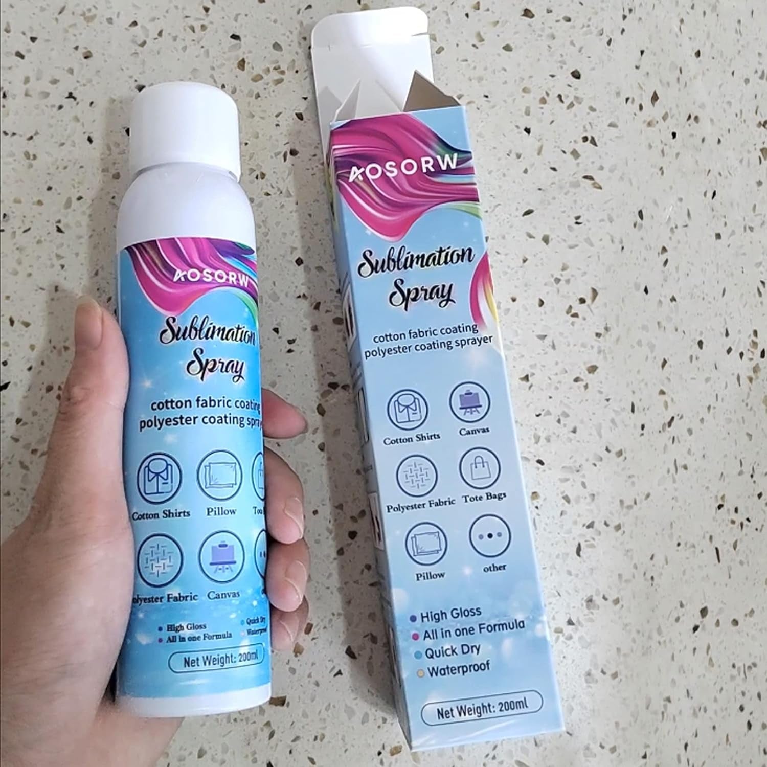 200 Ml Sublimation Spray for Cotton Shirts, Sublimation Coating Spray for T-Shirts, Canva, Sublimation Supplies for Cotton, Canvas, Polyester Fabric, Quick Dry, High Gloss