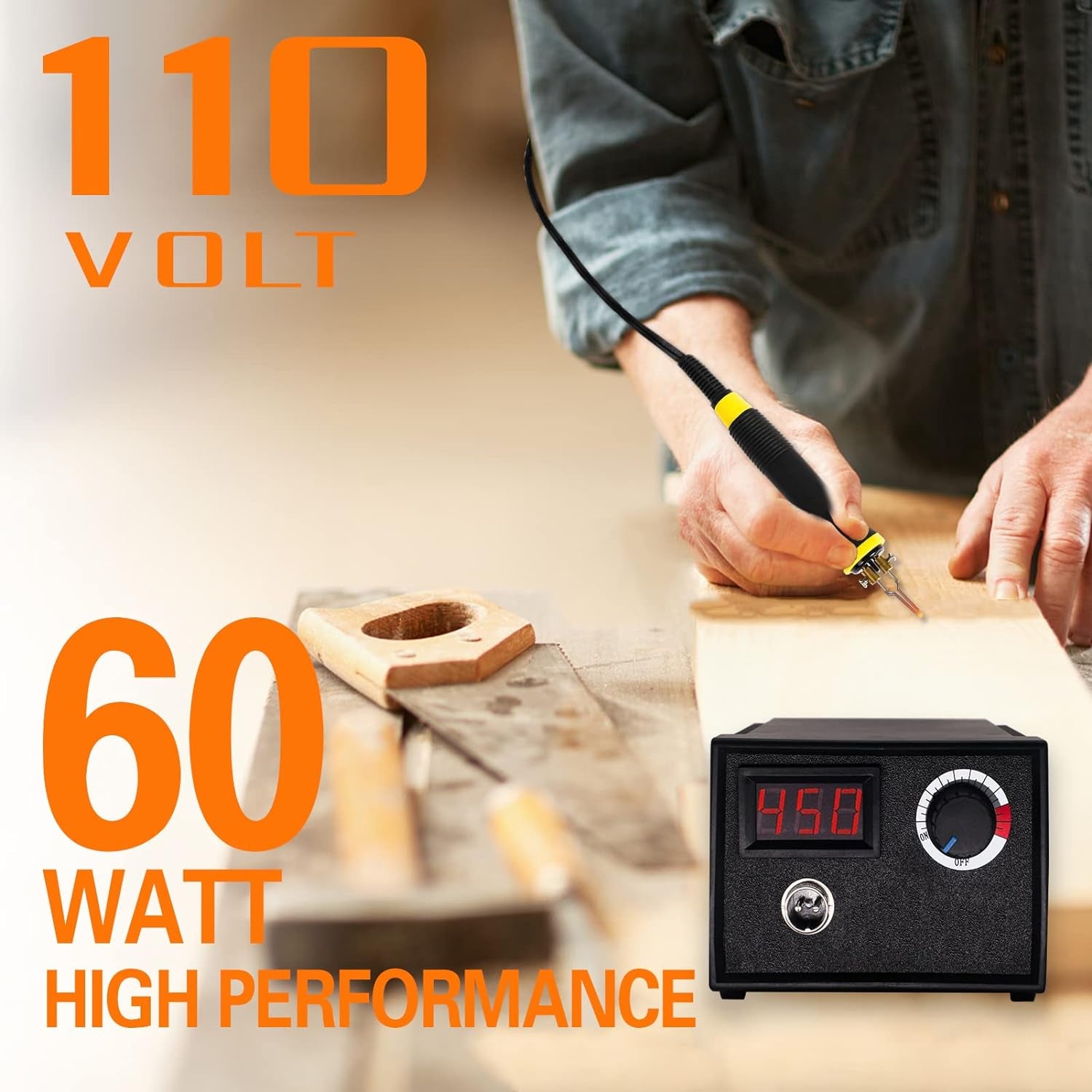 Wood Burning Kit, Wood Burning Tool, Adjustable Temperature Pyrography Pen Kit, Professional Wood Burner Tool Kit for Adults and Beginners Christmas Gift, Single Pen, Use Voltage 110V