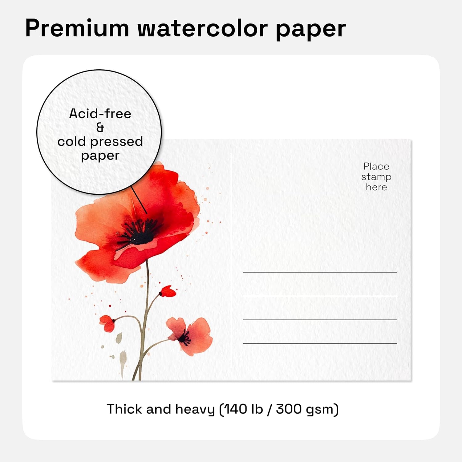 30 Watercolor Postcards 4X6 Inches - Heavyweight Paper Cards 140Lb (300Gsm) - Blank Postcards for Mailing, DIY Thank You Card, Greetings Cards, Christmas, Invitations, Birthday and More