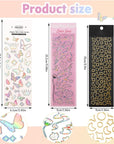 18 Sheets Scrapbook Kpop Stickers Adhesive Decor Shinny Korean Stickers for Photocards Butterfly Star Moon Waterproof Cute Stickers for Scrapbooking Planner Diary Decoration (Gold, Silver, Heart)
