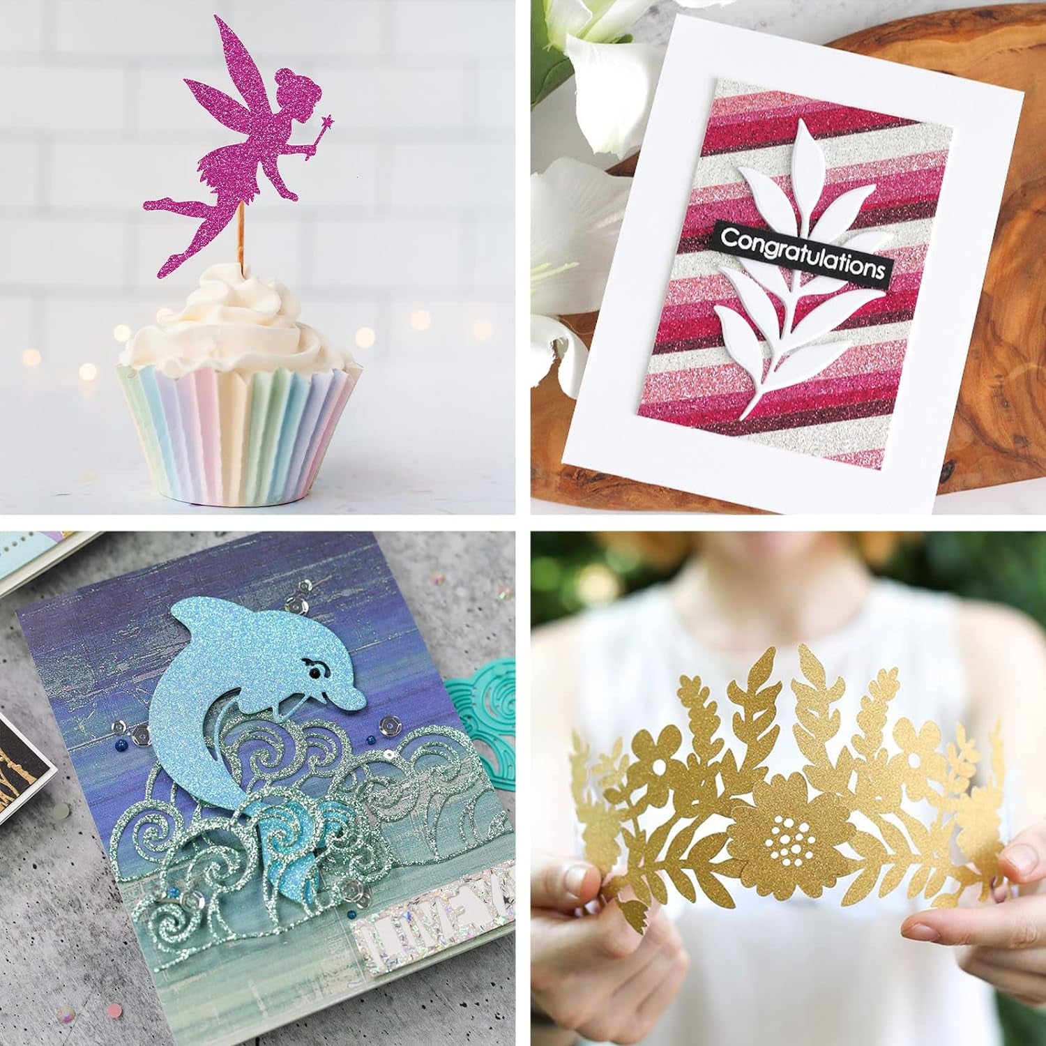 Glitter Cardstock Paper, 36 Sheets Sparkly Paper A4 Premium Craft Cardstock 18 Colors for Card Making Paper Crafting Scrapbook 250GSM